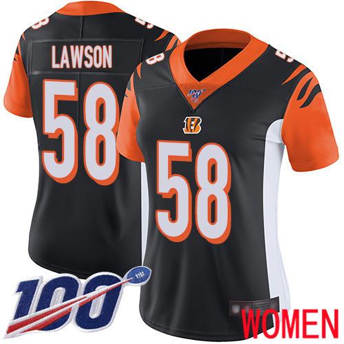 Cincinnati Bengals Limited Black Women Carl Lawson Home Jersey NFL Footballl #58 100th Season Vapor Untouchable